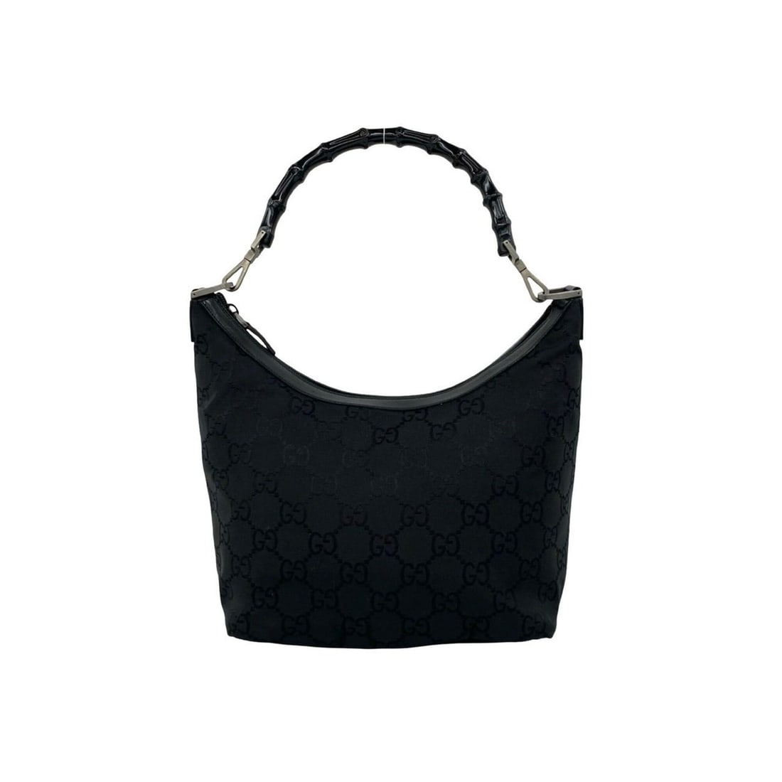 GUCCI Bamboo GG Logo Nylon Leather Genuine Handbag Mini Tote Bag Semi Shoulder Black 02622: --- Catalog ---Category: SizeSize (HxWxD): 21cm x 23.5cm x 15cm / 8.26'' x 9.25'' x 5.9''Category: DesignType: Handbag, Shoulder bag, Tote bagColor: BlackGender: WomenMaterial: Nylon , Leather Categor