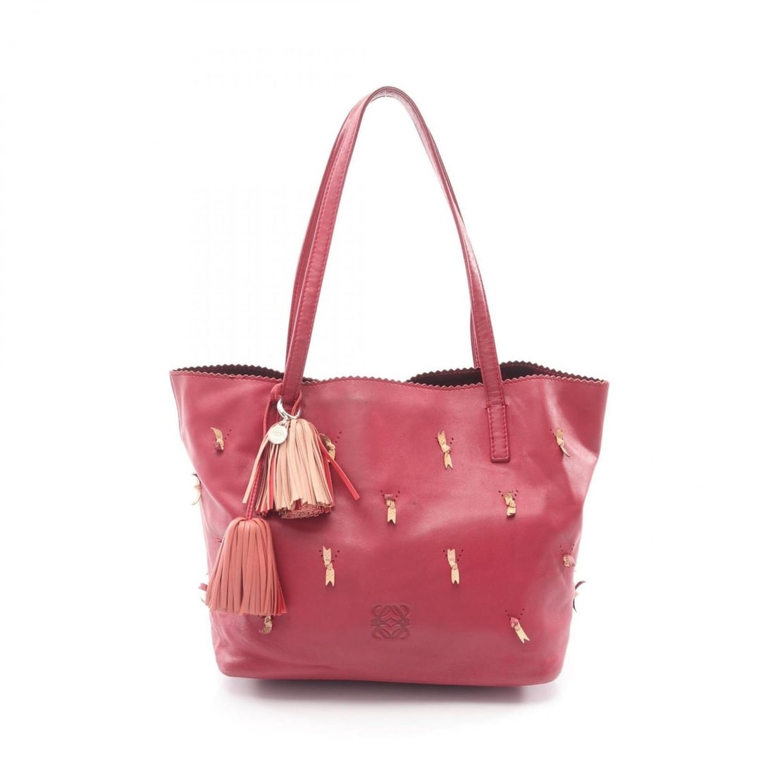 Loewe Anagram Ribbon Motif Nappa Leather Limited Tote Bag Handbag Women's Bordeaux Pink: --- Catalog ---Category: SizeSize (HxWxD): 21.5cm x 22cm x 12.5cm / 8.46'' x 8.66'' x 4.92''Category: DesignType: Handbag, Tote bagColor: Bordeaux, PinkGender: WomenMaterial: Leather Category: General