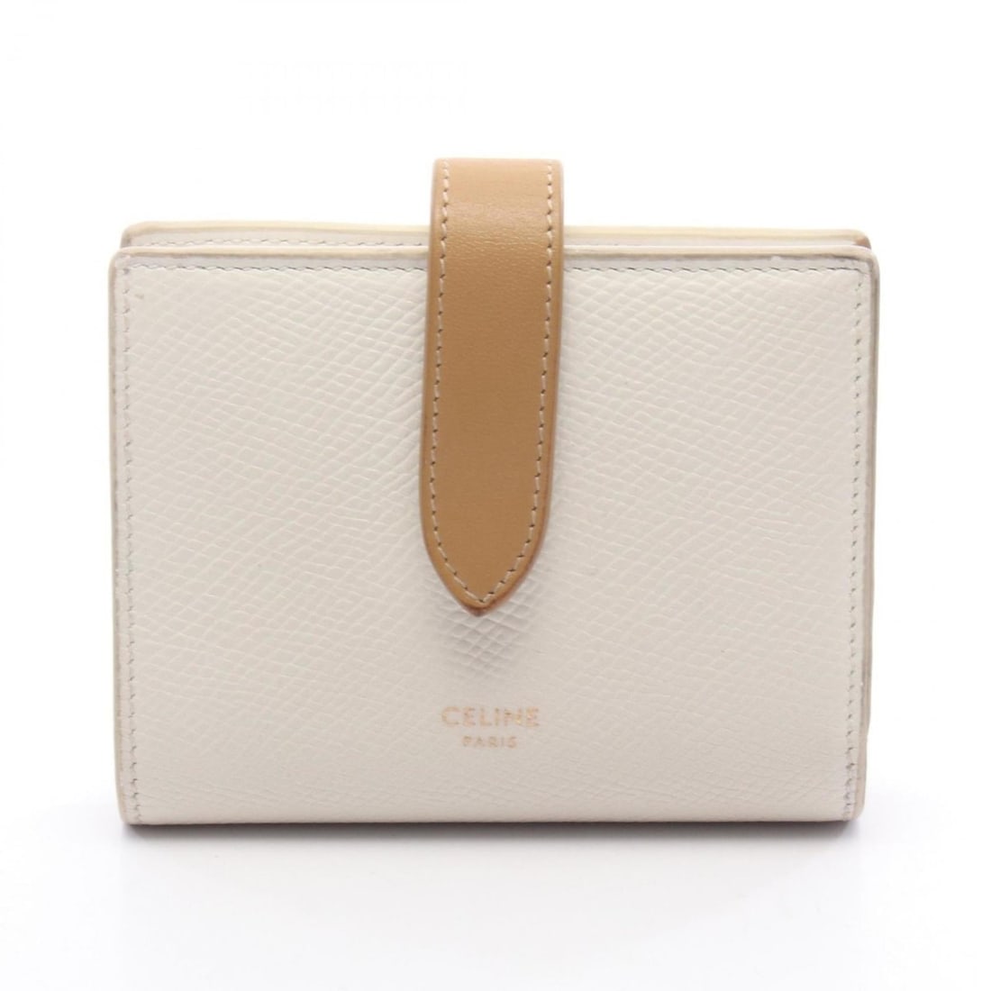Celine Small Strap Wallet, Bi-fold Leather, Women's, White/Brown, 10H263BRU: --- Catalog ---Category: SizeSize (HxWxD): 8.5cm x 10.5cm x 2.5cm / 3.34'' x 4.13'' x 0.98''Category: DesignType: Wallet (bi-fold)Color: Brown, WhiteGender: WomenMaterial: Leather Category: GeneralMPN