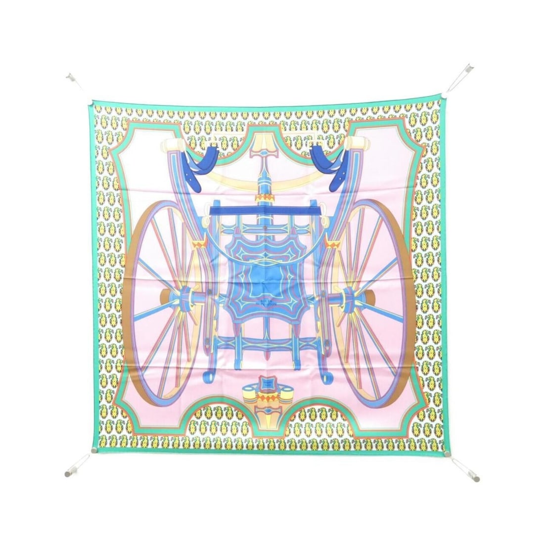 Hermes LES ROUES DE PHAETON Carre Scarf Muffler: --- Catalog ---Category: SizeSize (LxW): 90cm x 90cm / 35.43'' x 35.43''Category: DesignType: ScarfColor: BlueGender: WomenMaterial: Silk Category: GeneralBrand: Hermes--- Item List ---Section: Condit