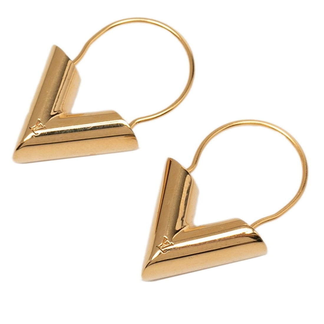 Louis Vuitton Essential V Hoop Earrings, Gold Plated, Women's.: --- Catalog ---Category: SizeSize (HxWxD): 25.50mm x 16.30mm / 1.00'' x 0.64''Category: DesignType: Hoop earringsColor: GoldGender: WomenCategory: GeneralBrand: Louis Vuitton--- Item List ---Section: