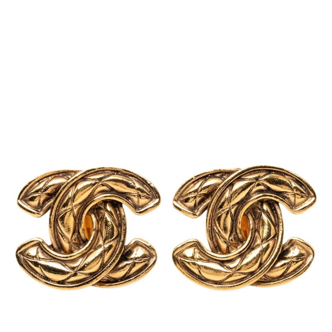 Chanel Coco Mark Matelassé Earrings, Gold Plated, Women's CHANEL (1 of 12)