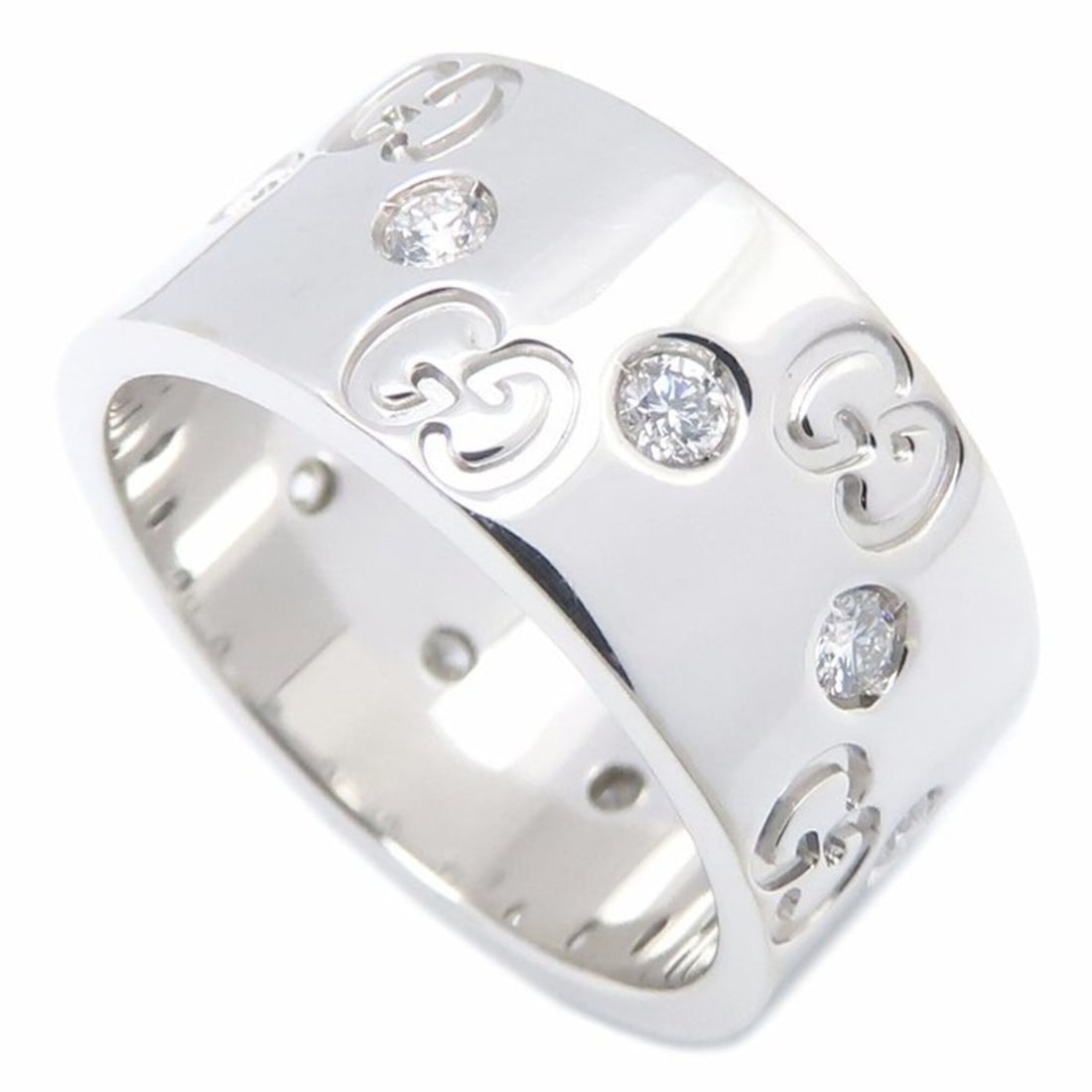 GUCCI Icon Wide Ring, Diamond Size 11, K18WG, Women's, Item No. 295401 (1 of 16)