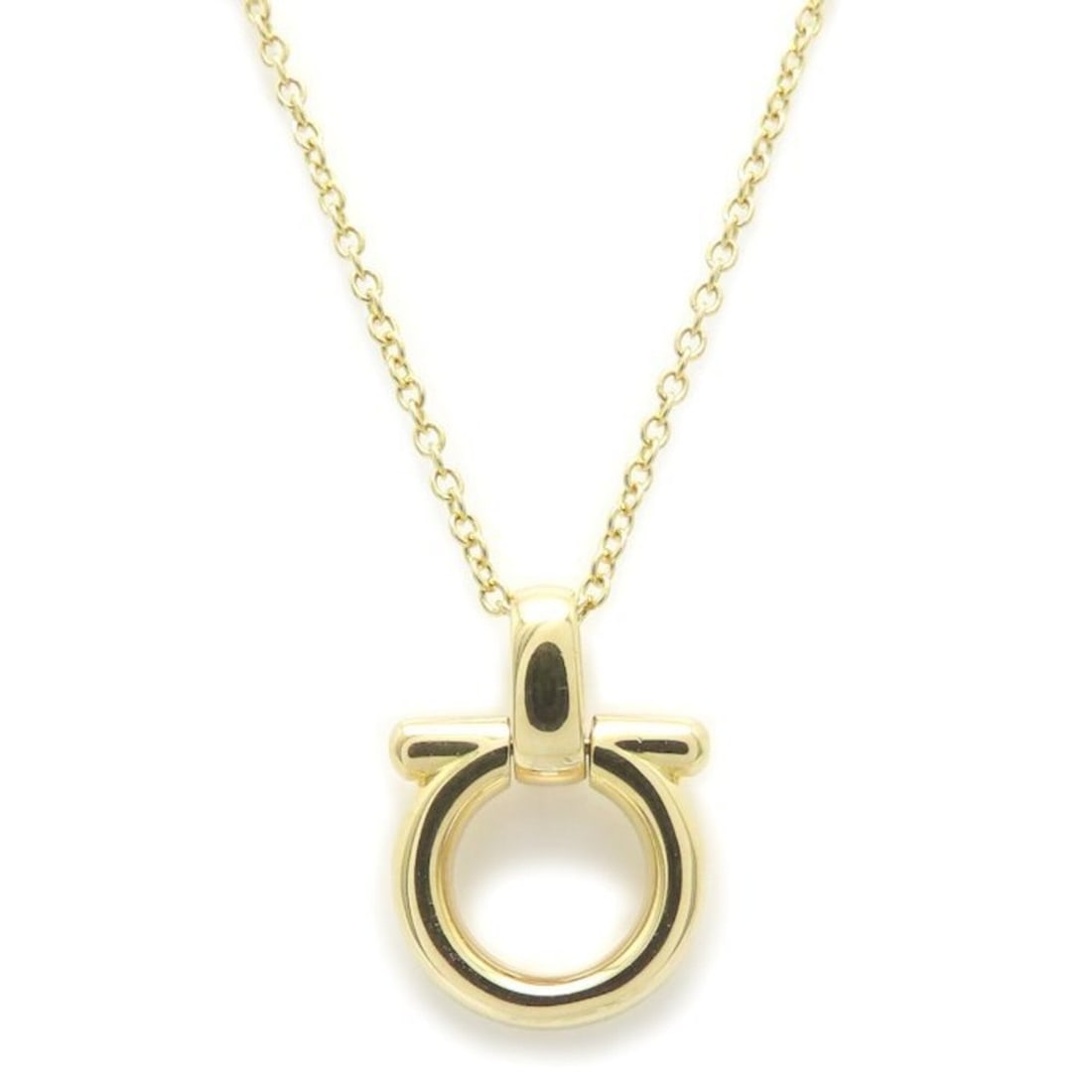 Salvatore Ferragamo Gancini Necklace, 18K Yellow Gold, Women's, Item No. 295381: --- Catalog ---Category: SizePendant Size: 11.3mm x 11.6mm / 0.44'' x 0.45''Neck Circumference: 38 cm - 42 cm / 14.96'' - 16.53''Category: DesignGender: WomenMaterial: Yellow gold (18K)Necklace Type: