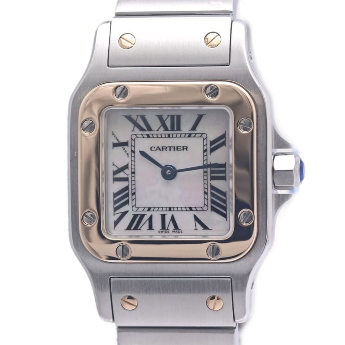 CARTIER Cartier Santos Galbee SM W20103C4 White Shell Asia Limited Edition Women's Watch K18PGxSS: --- Catalog ---Category: SizeWrist Size: 18cm / 7.08''Case Diameter: 24mm / 0.94''Category: DesignType: WristwatchGender: WomenColor (Dial): White shellMaterial (Band): Pink gold (18K), Stainless stee