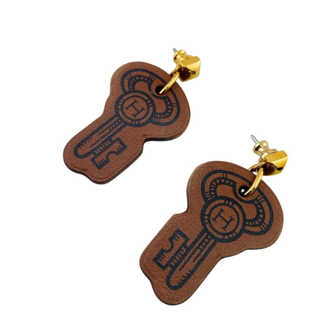 HERMES H Curiosité Earrings, Brown Jewelry (1 of 13)