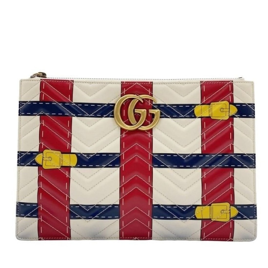 GUCCI GG Marmont Clutch Bag 466489 Ivory Red Navy Leather Men's Women's Belt Motif: --- Catalog ---Category: SizeSize (HxWxD): 20.3cm x 30.3cm / 7.99'' x 11.92''Category: DesignType: Clutch bagColor: Ivory, Navy, Red colorGender: Men,WomenMaterial: Leather Category: GeneralMPN: 46648