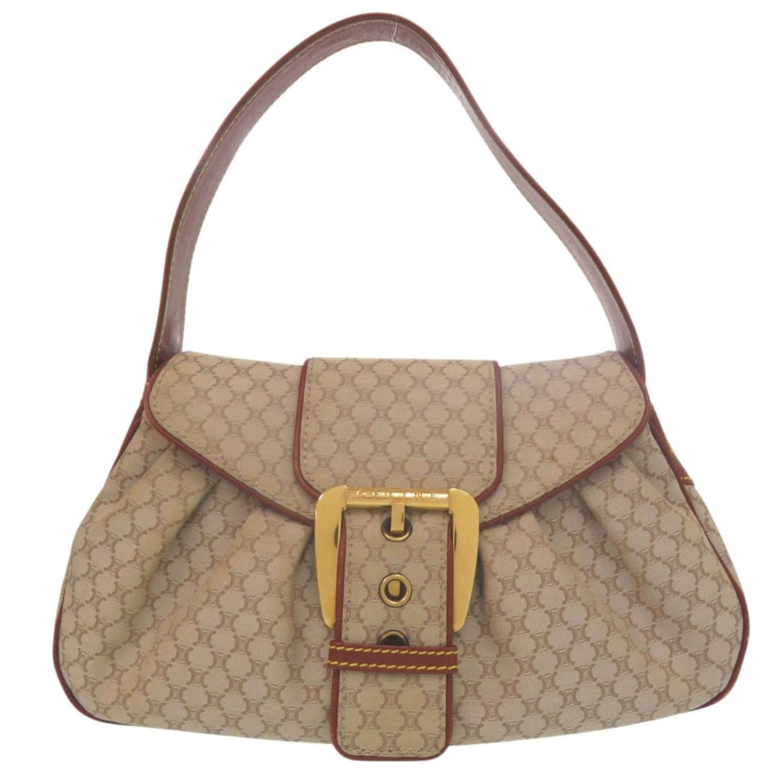 Celine Macadam Pattern Vintage Hobo One-Shoulder Bag, Gold Hardware, Canvas & Leather, Beige Brown, (1 of 16)