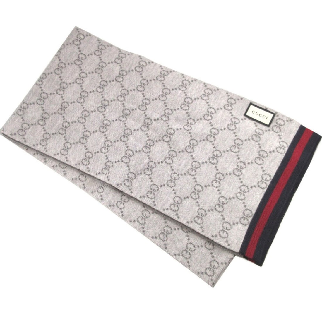 Like New Gucci GG Pattern Sherry Wool Grey Scarf 1638GUCCI (1 of 16)