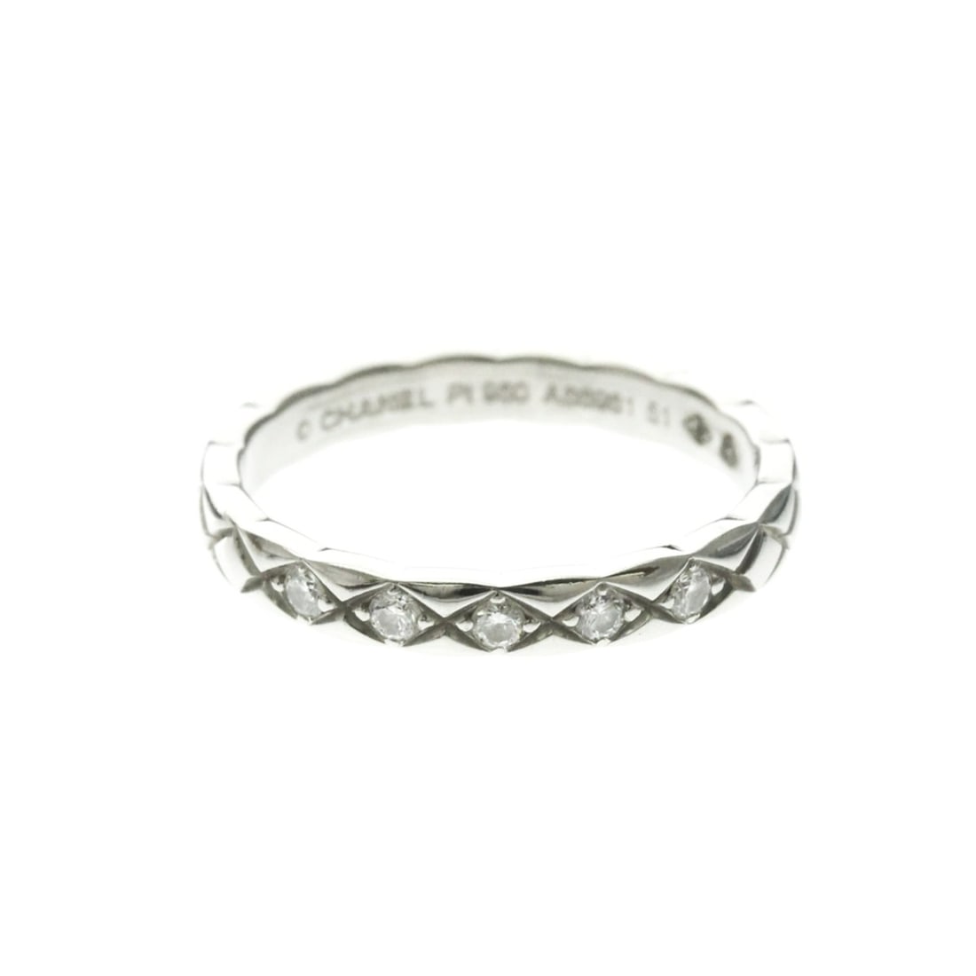 Chanel Coco Crush Ring Mini Model 5P Diamond Platinum Fashion Diamond Band Ring Silver (1 of 9)