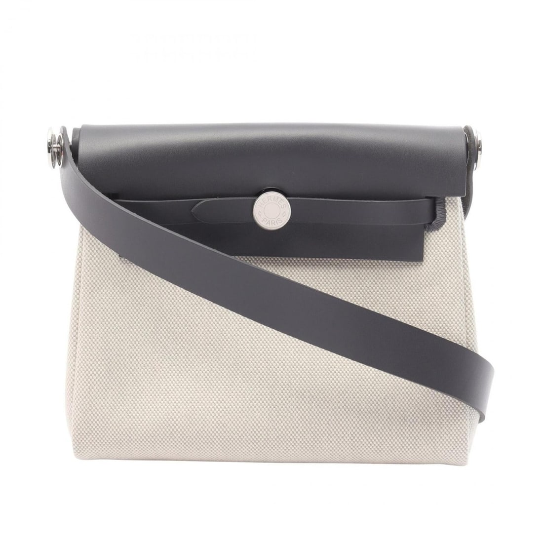 Hermes Herbag Zip Mini Shoulder Bag Handbag Canvas Leather Toile H Vache Hunter Women's Ivory/Gray (1 of 11)