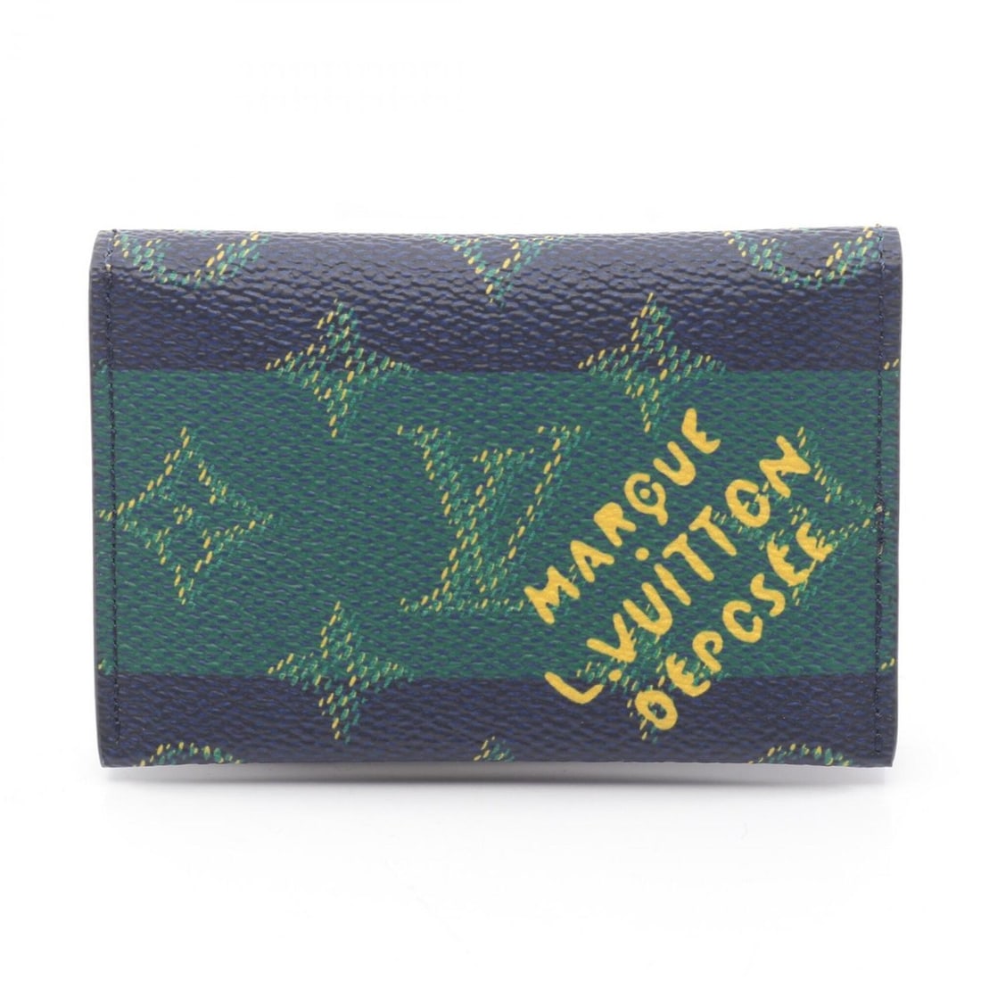Louis Vuitton Porte Cartes Slim Blue Stripe Business Card Holder/Card Case Accessory Coated Canvas: --- Catalog ---Category: DesignType: Business card caseColor: Blue, Green, NavyGender: MenMaterial: Monogram Category: GeneralBrand: Louis VuittonModel: M25796Category: Physical PropertiesSize (HxWxD)