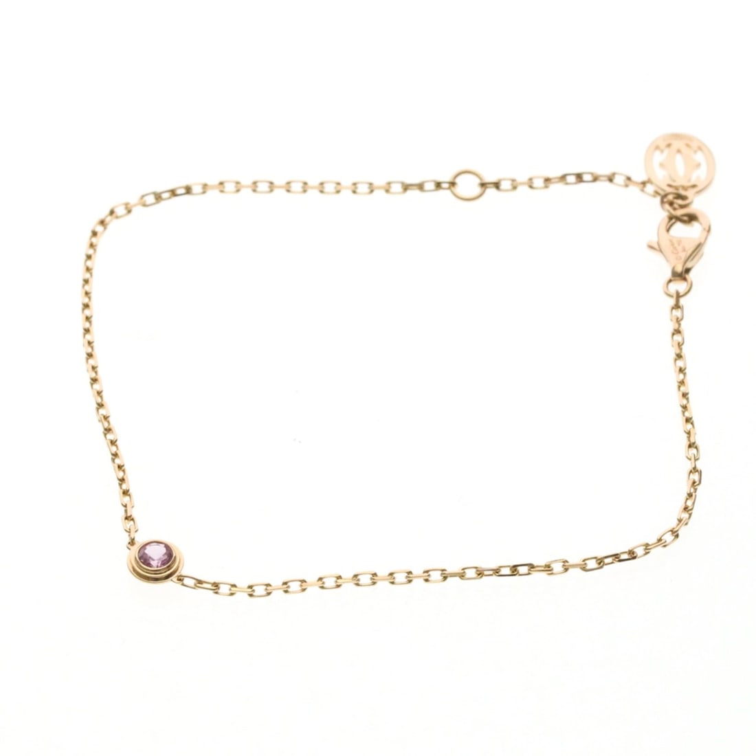Cartier D'Amour Pink Sapphire Bracelet Pink Gold (18K) Sapphire Charm Bracelet Pink Gold: --- Catalog ---Category: SizeLength: 16cm - 18cm / 6.29'' - 7.08''Weight: 2.2g / 0.07oz.Stone Size (HxW): 5mm x 5mm / 0.19'' x 0.19''Category: DesignType: Charm braceletColor: Pink goldMetal: