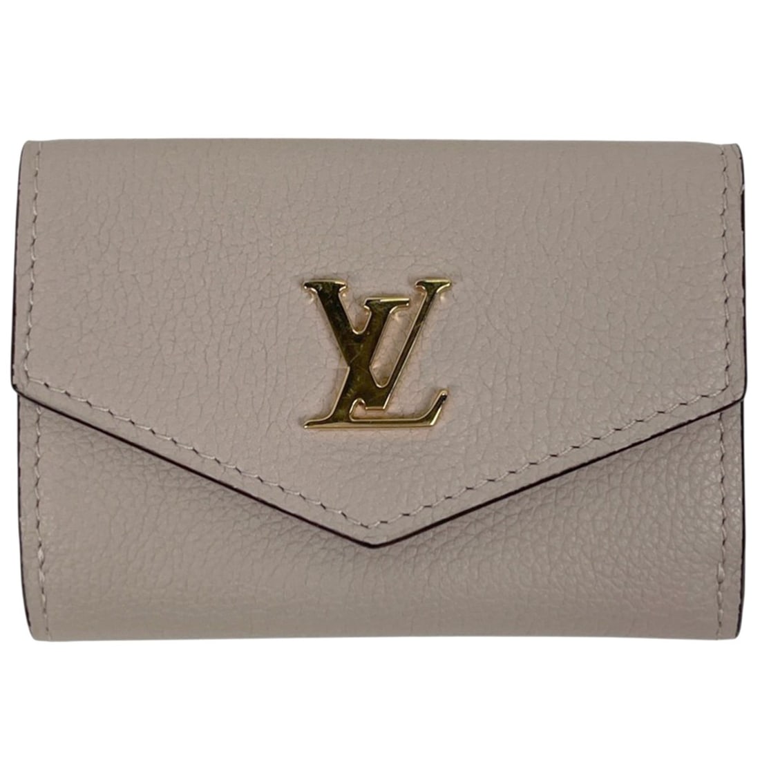 Louis Vuitton Portefeuille Lock Mini Tri-fold Wallet, Calfskin, Greige, M69340, Women's: --- Catalog ---Category: SizeSize (HxWxD): 7cm x 10cm x 3cm / 2.75'' x 3.93'' x 1.18''Category: DesignType: Bill wallet (tri-fold)Color: GrayishGender: WomenMaterial: Leather Category: GeneralBrand: L