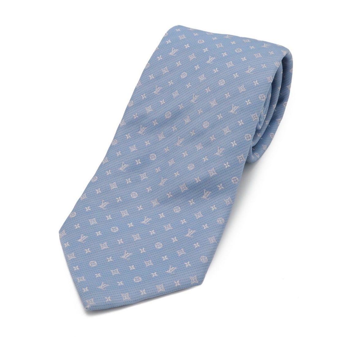 LOUIS VUITTON Louis Vuitton Cravat LV Monogram Classic 8CM Blue Clair Tie 100% Silk (Light Blue) (1 of 11)