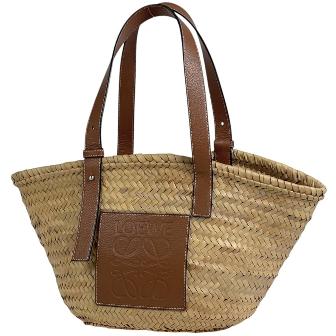 Loewe LOEWE Basket Bag, Woven Anagram Palm Leaf Handbag, Raffia, Natural Brown, Women's (1 of 15)