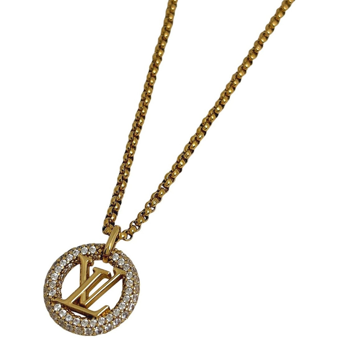 Louis Vuitton Louise by Night Necklace LV GP Rhinestone Gold Women's (1 of 16)