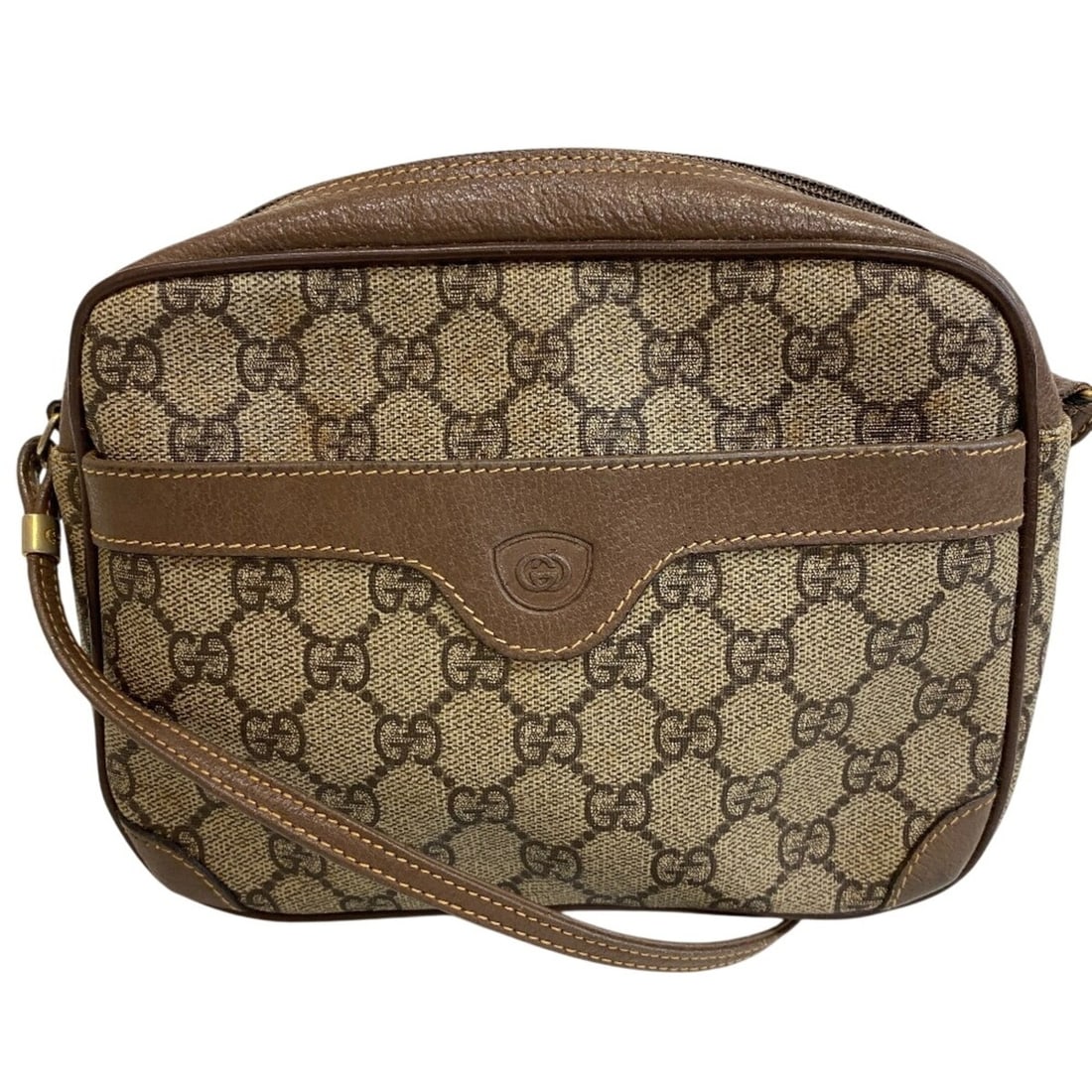GUCCI 6423 Old Gucci Pochette GG Pattern Shoulder Bag Brown (1 of 15)