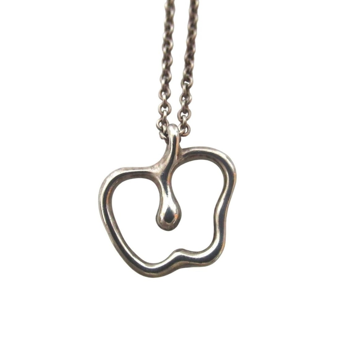 Tiffany & Co. Elsa Peretti Open Apple Necklace Pendant, 925 Sterling Silver, Women's: --- Catalog ---Category: SizePendant Size: 16mm x 15mm / 0.62'' x 0.59''Neck Circumference: 40.5 cm / 15.94''Category: DesignColor: SilverGender: WomenMaterial: Silver 925Pendant Type: