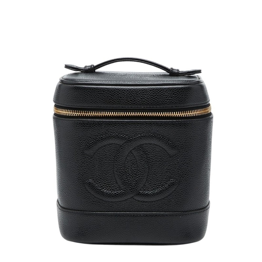 Chanel Coco Mark Vanity Bag, Black Caviar Leather, Women's CHANEL: --- Catalog ---Category: SizeHandle Drop: 3.00cm / 1.18''Size (HxWxD): 16.5cm x 15cm x 12.5cm / 6.49'' x 5.9'' x 4.92''Category: DesignType: Vanity bagColor: BlackGender: WomenClosure: