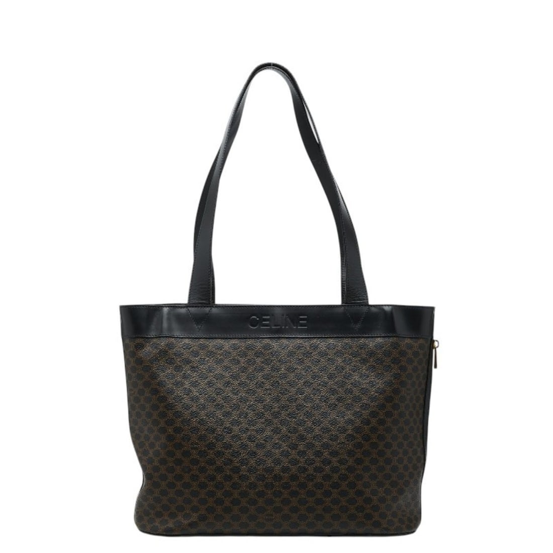 Celine Macadam Tote Bag MC96 Black Brown Leather Women's CELINE: --- Catalog ---Category: SizeHandle Drop: 31.00cm / 12.20''Size (HxWxD): 27cm x 35cm x 16.5cm / 10.62'' x 13.77'' x 6.49''Category: DesignType: Tote bagColor: Black, BrownGender: WomenClosure: