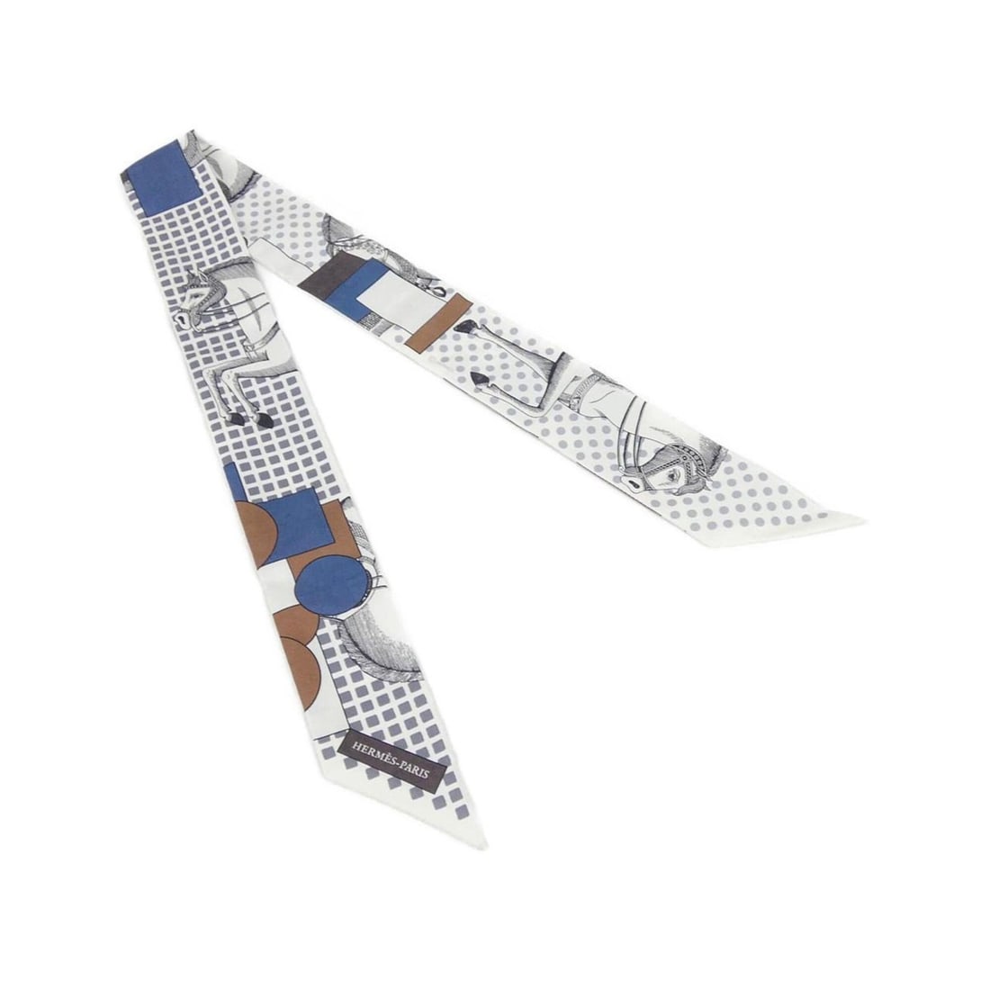 Hermes CAVALIER EN FORMES Twilly 064008S Scarf Muffler: --- Catalog ---Category: SizeSize (LxW): 86cm x 5cm / 33.85'' x 1.96''Category: DesignType: ScarfColor: WhiteGender: WomenMaterial: Silk Category: GeneralMPN: 064008SBrand: Hermes--- Item List ---Sect