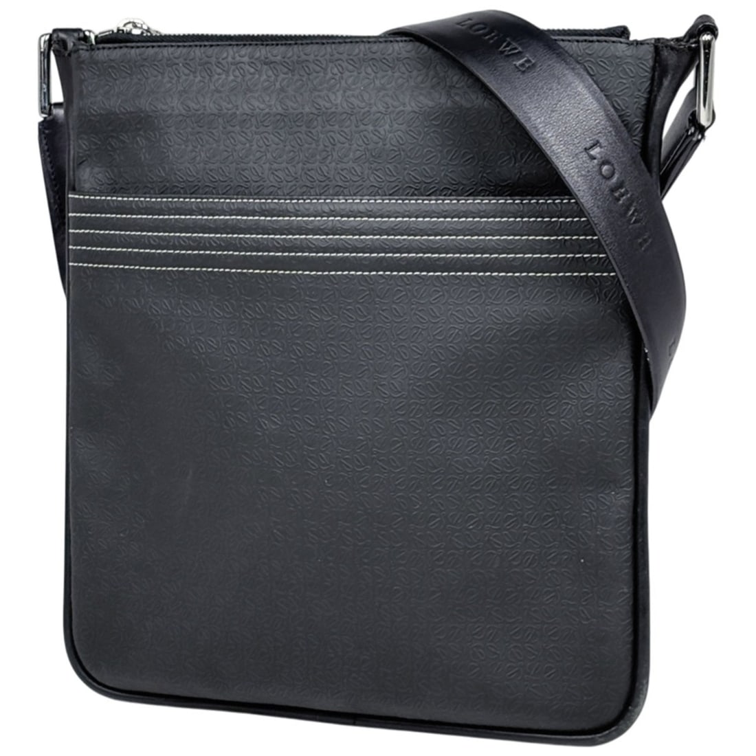 Loewe Anagram Shoulder Bag, Crossbody Coated Canvas, Black, Women's: --- Catalog ---Category: SizeSize (HxWxD): 29cm x 26.5cm x 3cm / 11.41'' x 10.43'' x 1.18''Category: DesignType: Shoulder bagColor: BlackGender: WomenMaterial: Coated canvas , Leather Category: