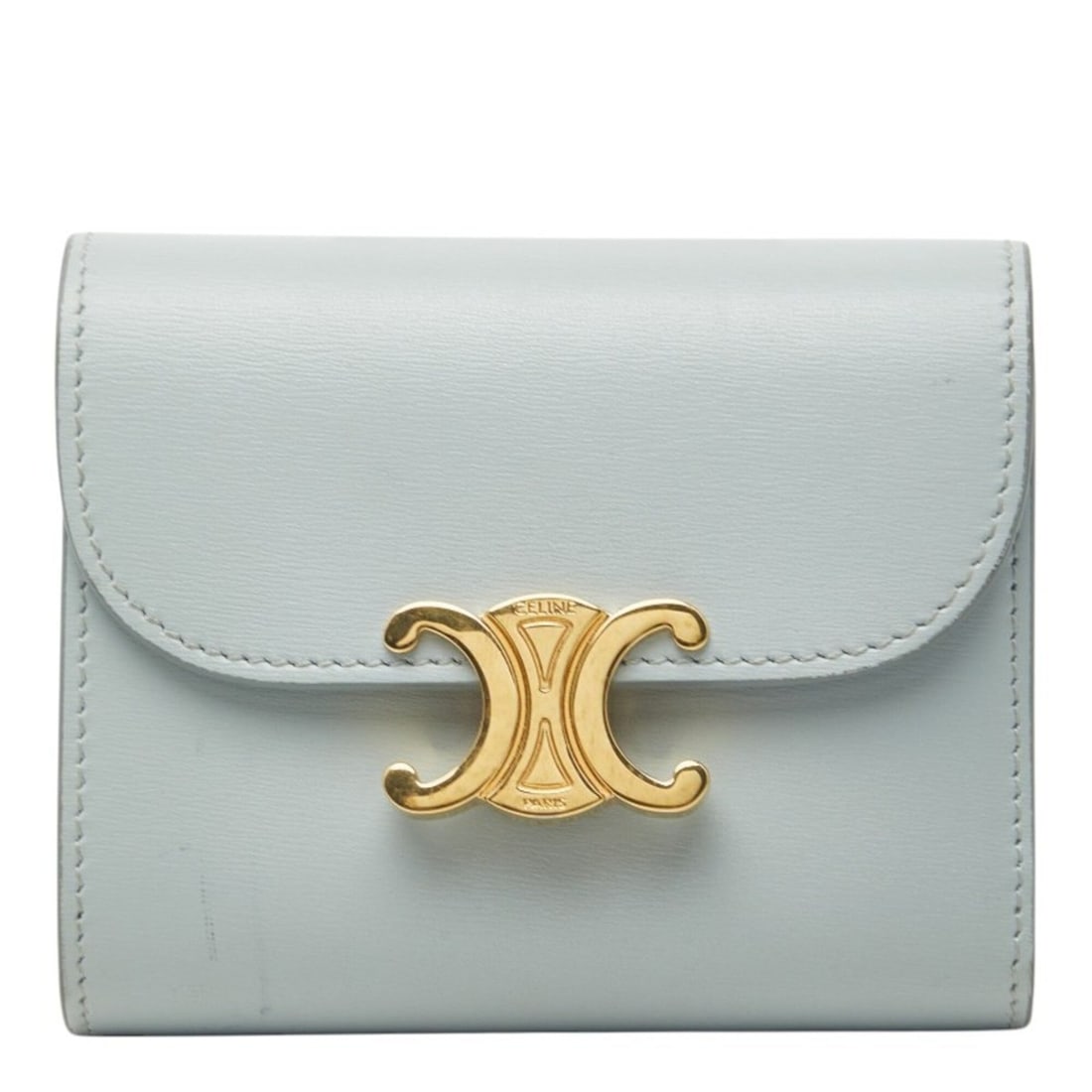 Celine Triomphe Small Flap Wallet, Tri-fold Light Blue Leather, Women's CELINE (1 of 16)