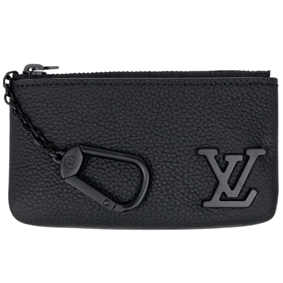 Louis Vuitton Pochette Clé LV Aerogram Key Case Wallet/Coin Leather Noir (Black) M81031 Men's (1 of 13)