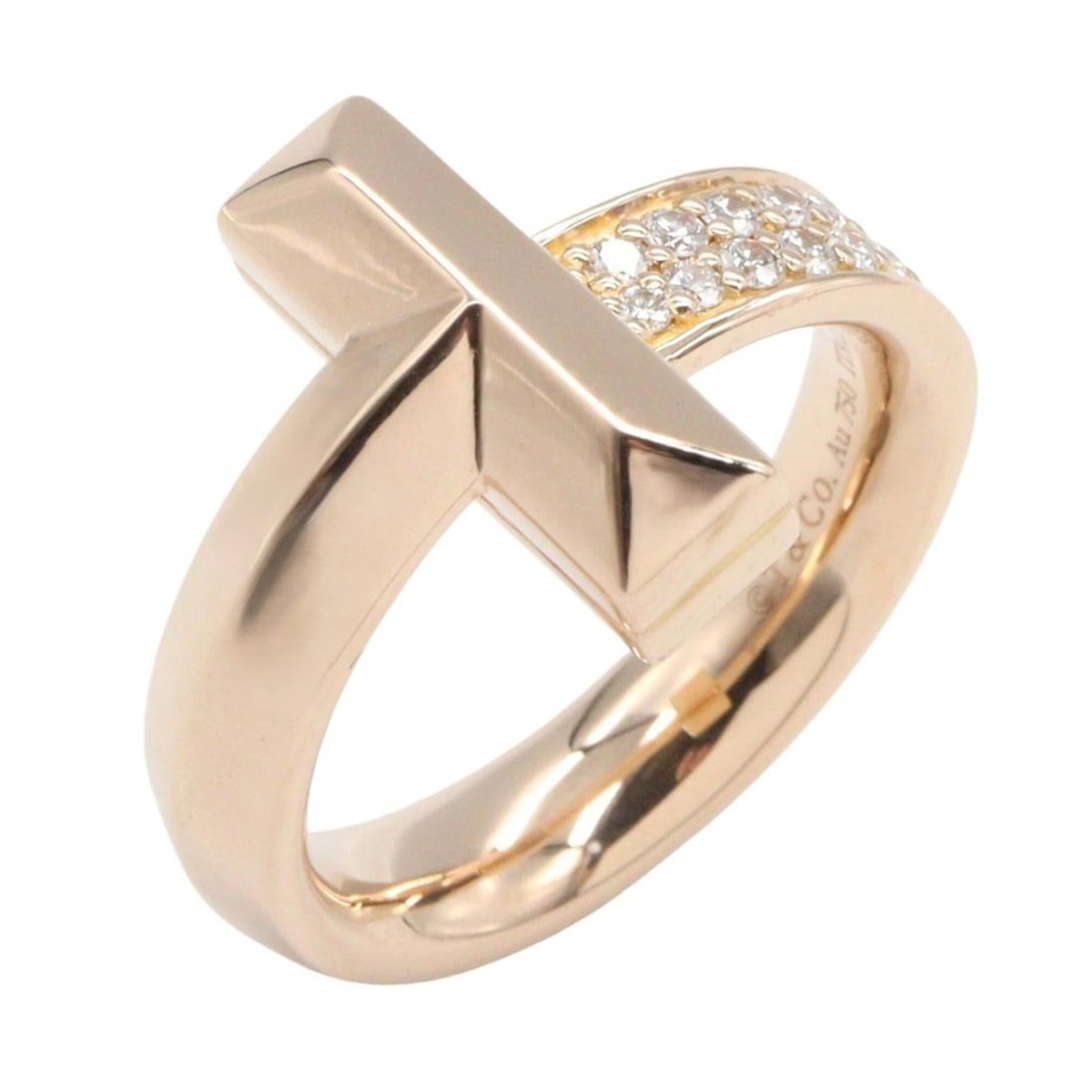 Tiffany & Co. T One Diamond Ring, 18K Pink Gold (PG) Ring for Women, Tone (1 of 10)