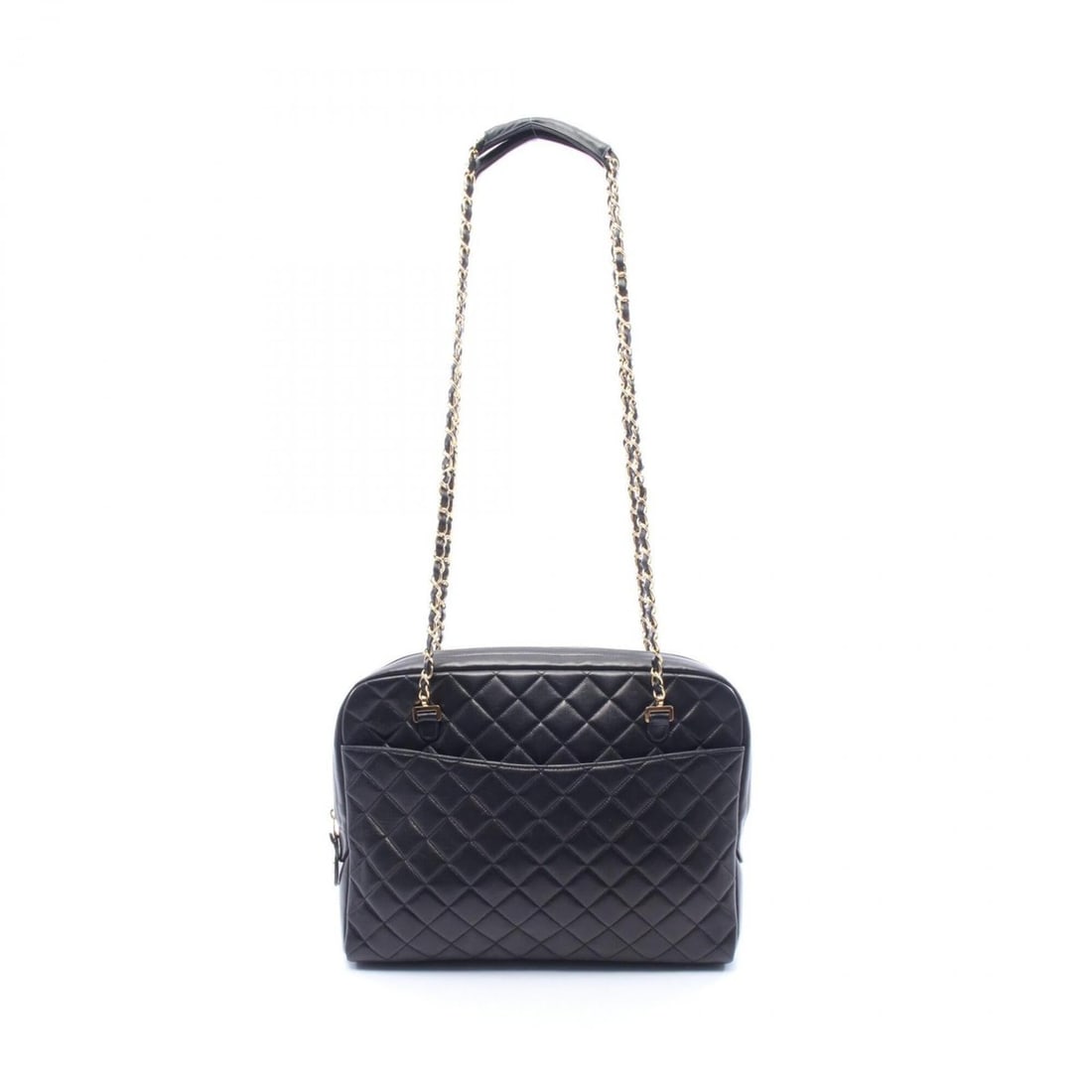 Chanel Matelassé Shoulder Bag/Handbag, Lambskin Leather, Women's, Black: --- Catalog ---Category: SizeSize (HxWxD): 26cm x 34.5cm x 8cm / 10.23'' x 13.58'' x 3.14''Category: DesignType: Handbag, Shoulder bagColor: BlackGender: WomenMaterial: Leather Leather/Fur Type: Lambs