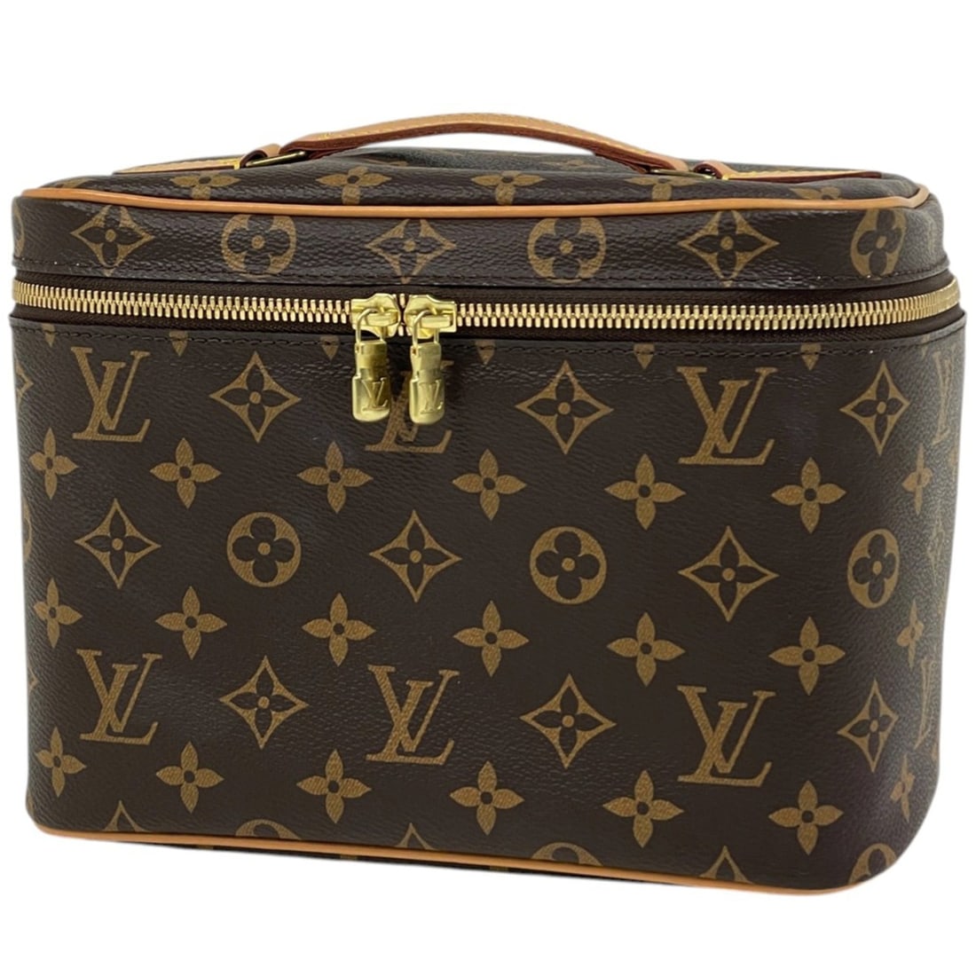 Louis Vuitton Nice BB Handbag/Makeup Pouch, Monogram Brown, M42265, Women's (1 of 20)