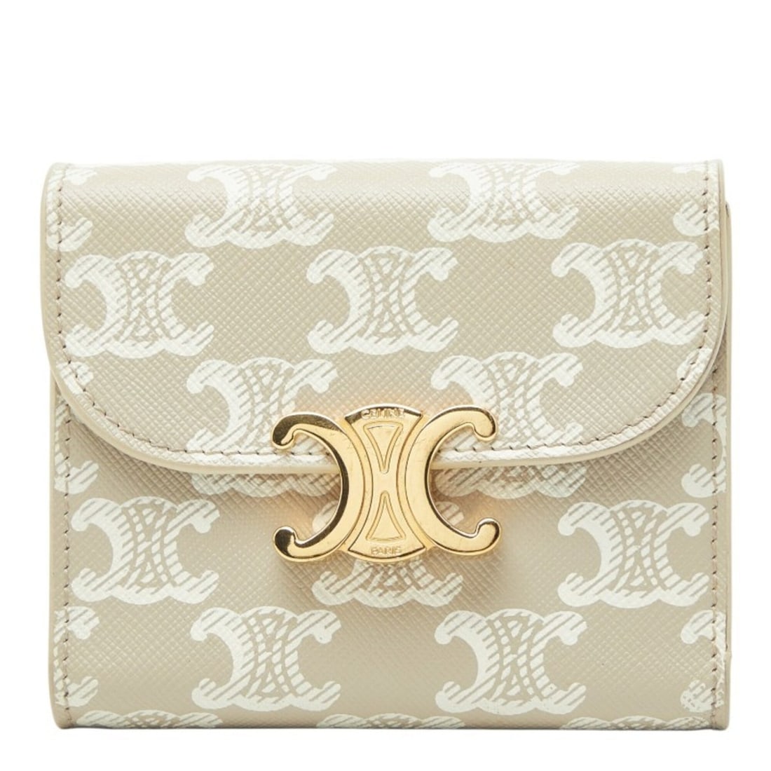 Celine Triomphe Small Flap Wallet, Tri-fold Beige/Ivory Leather, Women's CELINE (1 of 17)