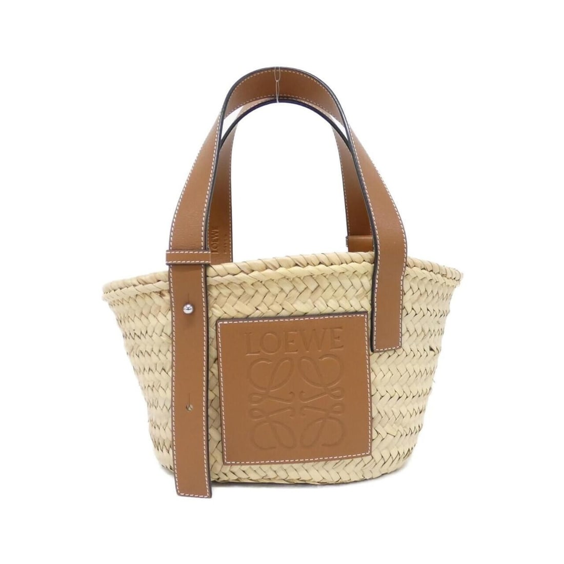 Loewe 327 02 S93 Handbag: --- Catalog ---Category: SizeSize (HxWxD): 17cm x 32cm x 13cm / 6.69'' x 12.59'' x 5.11''Category: DesignType: HandbagColor: Beige, BrownGender: WomenMaterial: Raffia , Leather Leather/Fur Type: