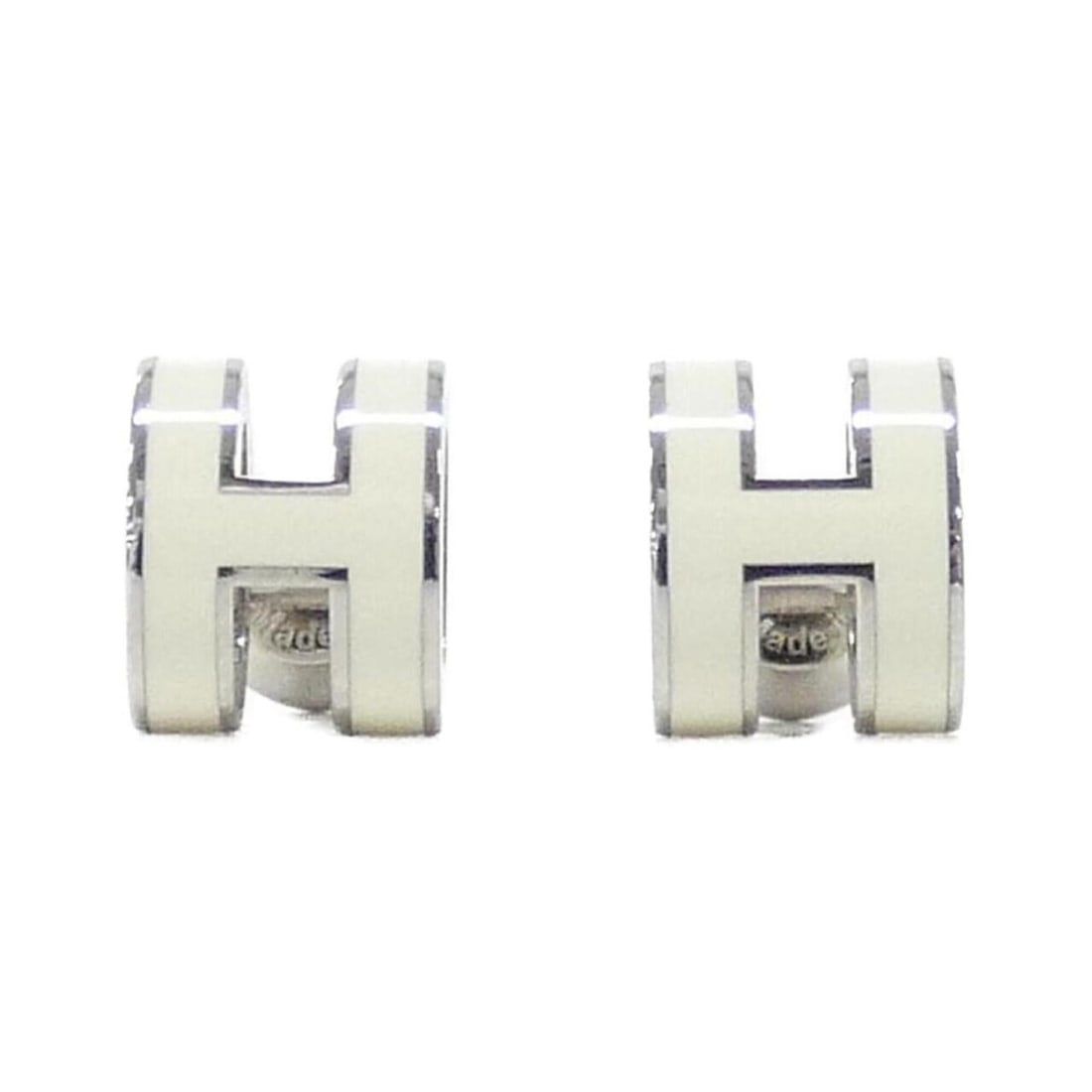 Hermes Pop H MINI 608002FP Earrings: --- Catalog ---Category: SizeSize (HxWxD): 9.00mm x 7.00mm / 0.35'' x 0.28''Category: DesignType: Stud earringsColor: Silver, WhiteGender: WomenCategory: GeneralMPN: 608002FPBrand: Hermes--- Item