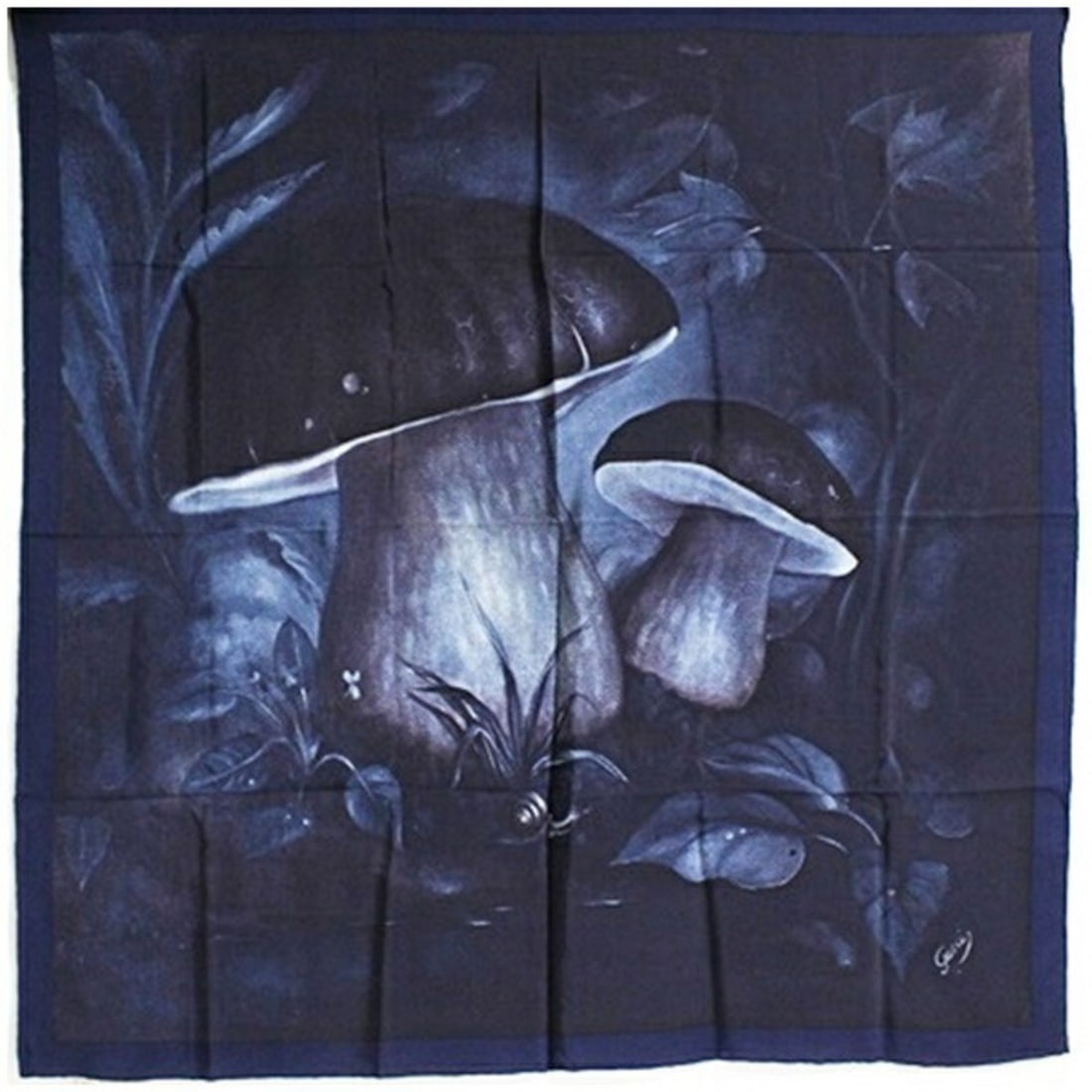 Gucci Old Silk Scarf Muffler Navy Botanical Pattern GUCCI Women's (1 of 11)