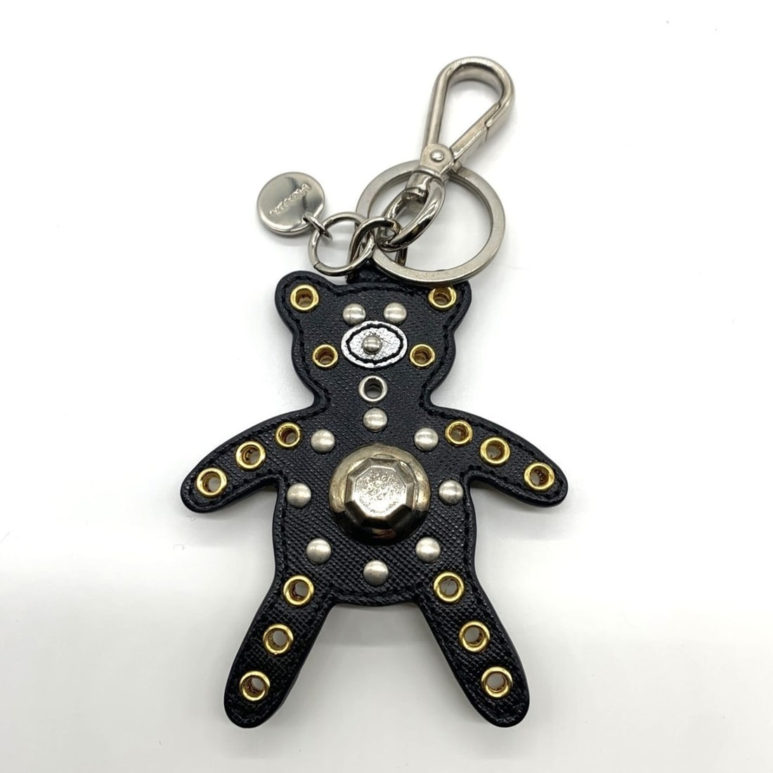 Prada Bear Keychain Leather Stud Bag Charm Black PRADA (1 of 11)