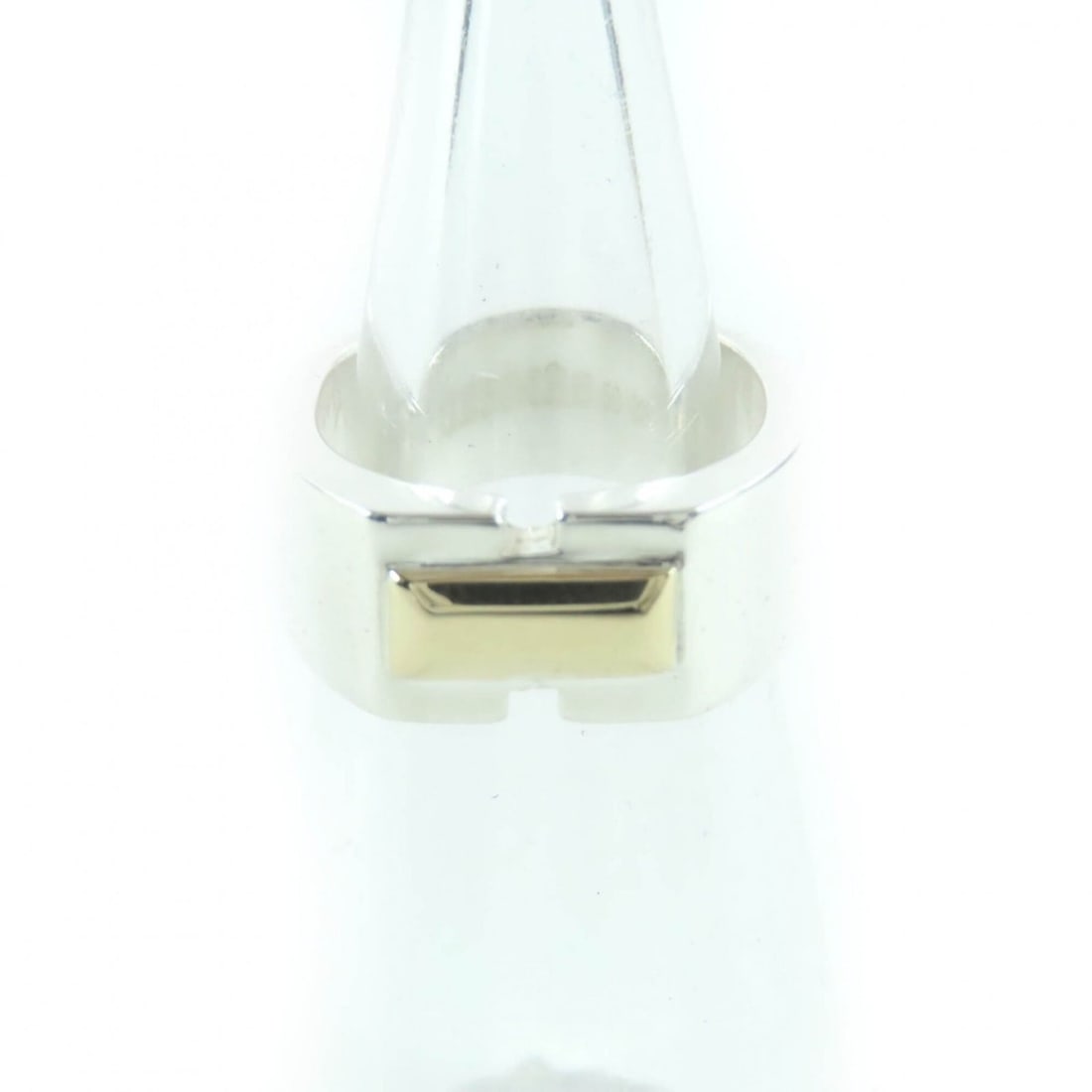 HERMES Vintage Bucket Ring, 925 Sterling Silver and 18K Gold, Size 50 (Japanese size equivalent),: --- Catalog ---Category: SizeWidth: 8mm / 0.31''Weight: 7.58g / 0.26oz.JP Size: 9.5US Size: 5Category: DesignType: Band ringColor: Gold, SilverGender: WomenSeason: VintageMaterial: Silver 925Metal Pur