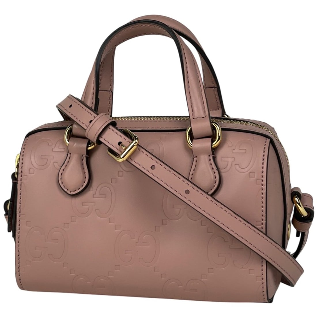 Gucci GG pattern handbag, Super Mini 2-way shoulder bag/handbag, leather, pink, 790130, women's. (1 of 11)