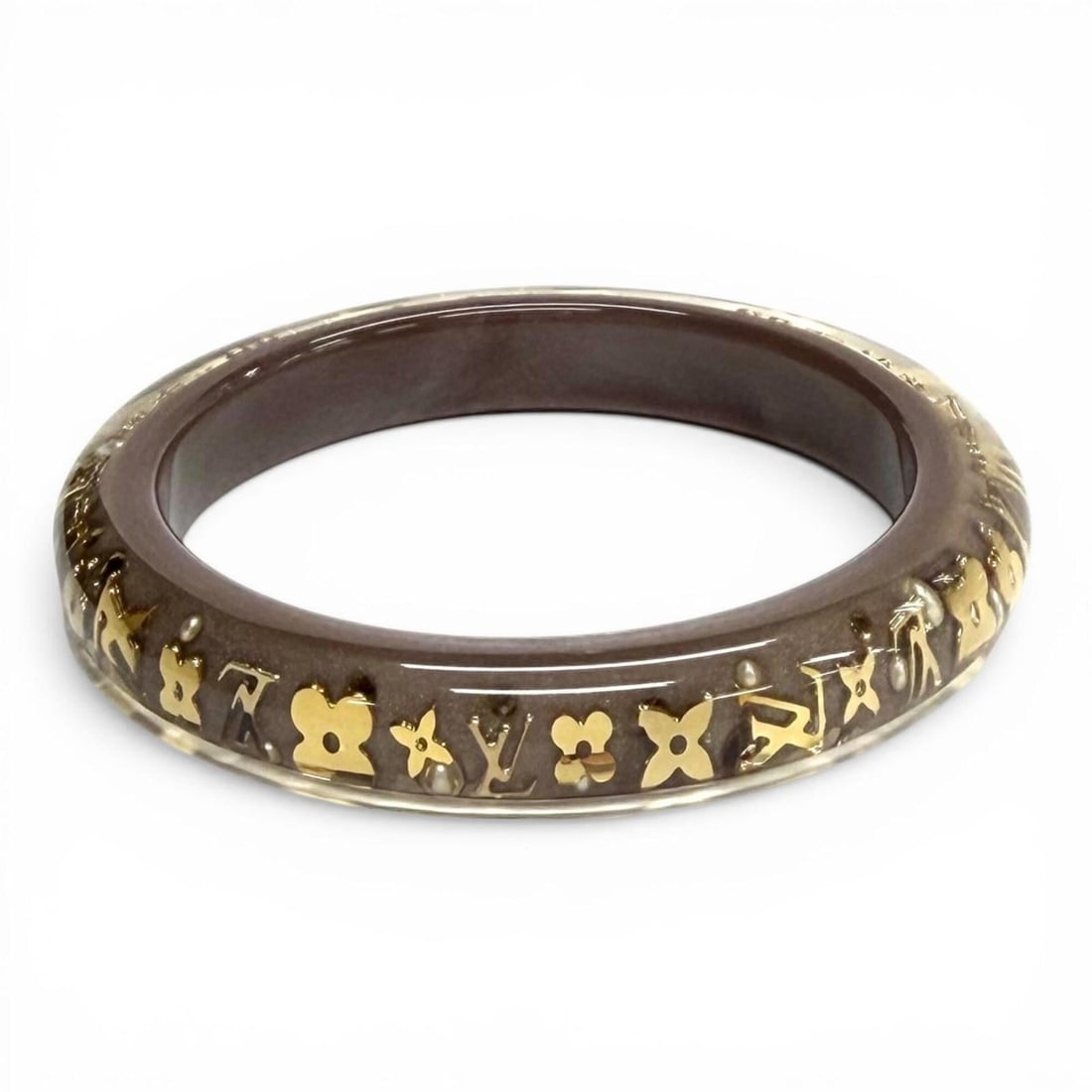 LOUIS VUITTON M65867 Bracelet Inclusion TPM Monogram Bangle Clear Brown Gold with Dust Bag Women's (1 of 12)