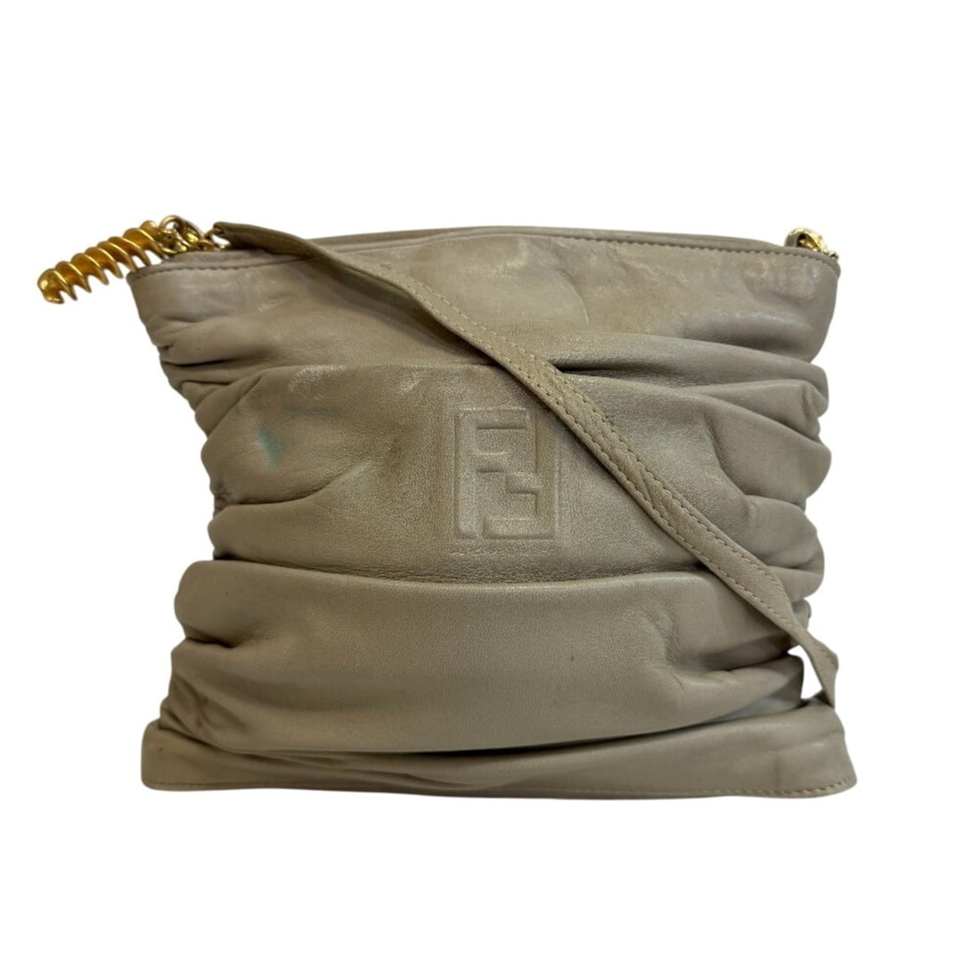 FENDI Twist Charm Shoulder Bag, Beige: --- Catalog ---Category: SizeSize (HxWxD): 19cm x 23.5cm x 2.5cm / 7.48'' x 9.25'' x 0.98''Category: DesignType: Shoulder bagColor: BeigeGender: WomenMaterial: Leather Category: GeneralBrand: