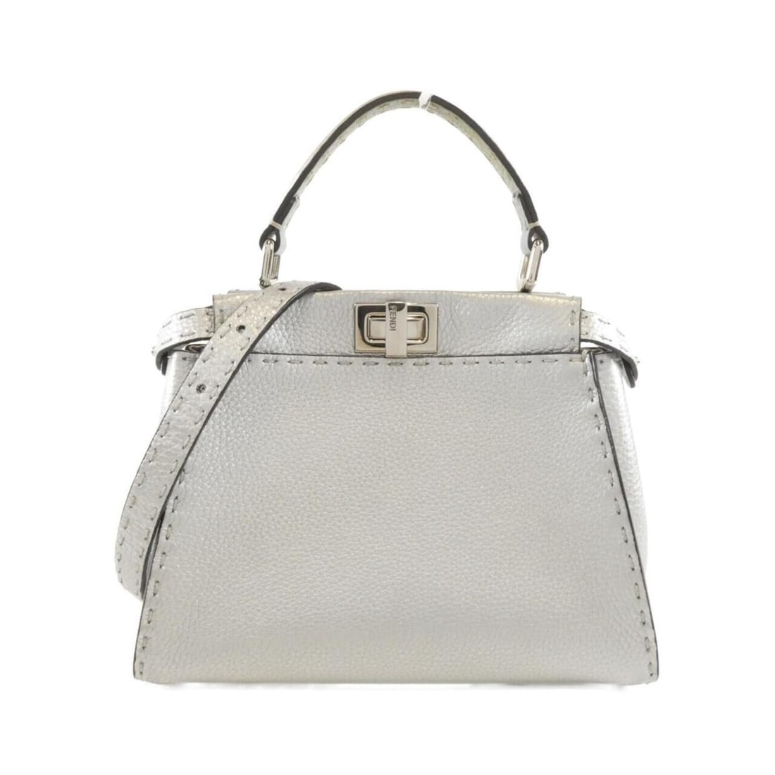 Fendi Selleria Peekaboo Mini 8BN244 5QG Handbag: --- Catalog ---Category: SizeSize (HxWxD): 17cm x 22cm x 8cm / 6.69'' x 8.66'' x 3.14''Category: DesignType: HandbagColor: SilverGender: WomenMaterial: Leather Leather/Fur Type: CalfskinCategory: Gene