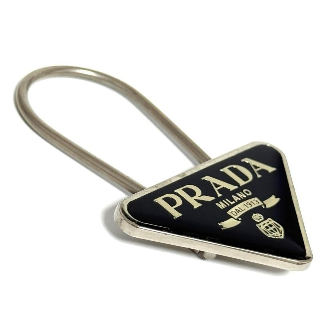 Prada Men's Triangle Logo Keychain Key Ring - 4