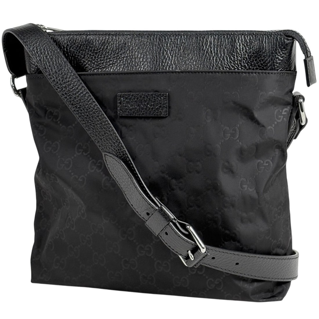 Gucci GG pattern shoulder bag, nylon, black, 510342, women's. (1 of 12)