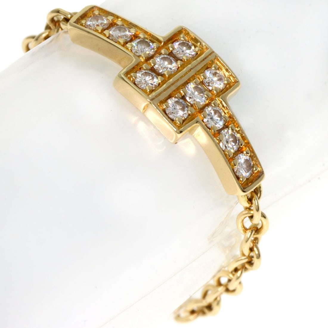 Tiffany & Co. T TWO Chain Diamond Ring, 18K Yellow Gold, Women's.: --- Catalog ---Category: SizeJP Size: 5US Size: 3.5Category: DesignType: Band ringColor: Yellow goldStone: DiamondGender: WomenMaterial: Yellow gold (18K)Category: GeneralBrand: Tiffany--- Item List -