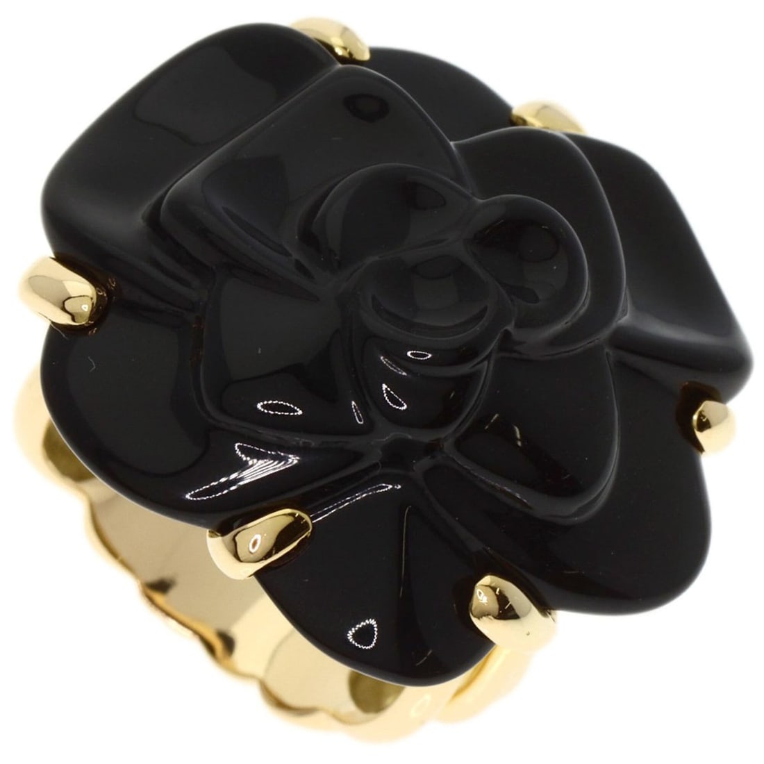 Chanel Camellia Onyx Ring, 18K Yellow Gold, Women's CHANEL (1 of 11)