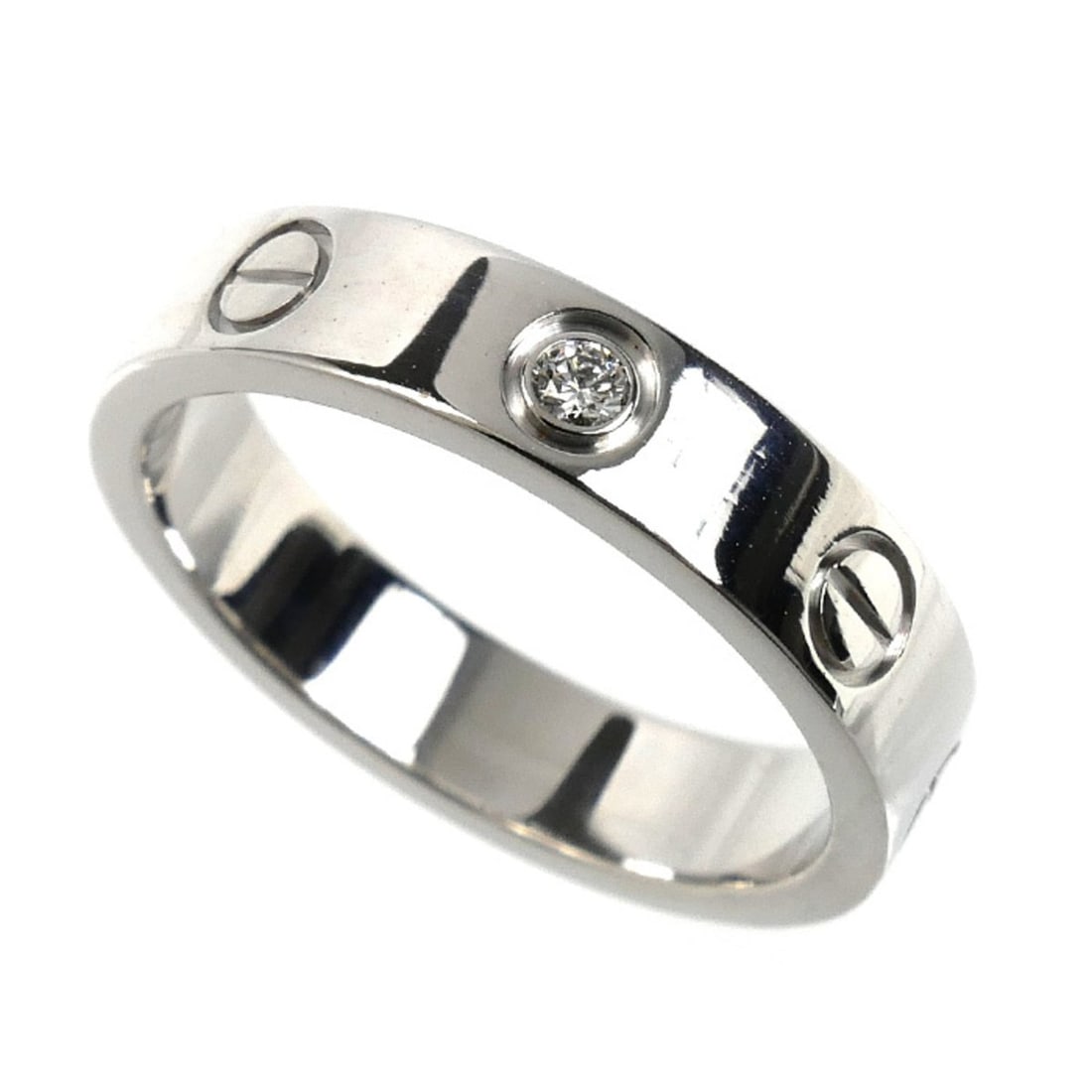 CARTIER Cartier 18KWG White Gold Mini Love 1P Diamond Ring B4050549 49 4.5g Women's: --- Catalog ---Category: SizeUS Size: 5Brand Size: 49Category: DesignType: Band ringStone: DiamondGender: WomenMaterial: White gold (18K)Category: GeneralMPN: B4050549Brand: CartierCountry of Origin: