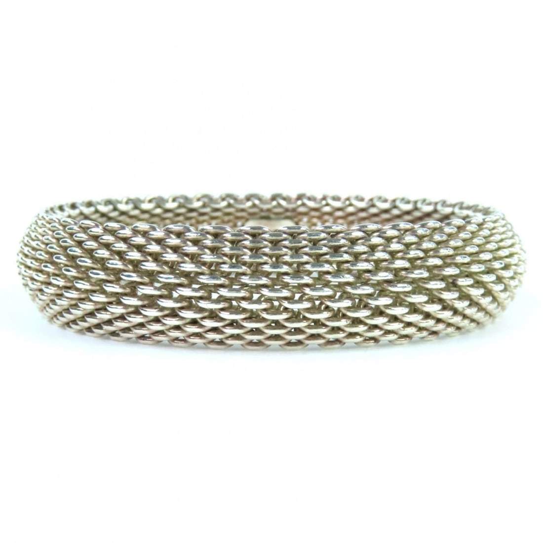 TIFFANY&Co. Tiffany Somerset Mesh Bangle 925 Bracelet Accessory Silver Weight 57.28g Women's (1 of 17)