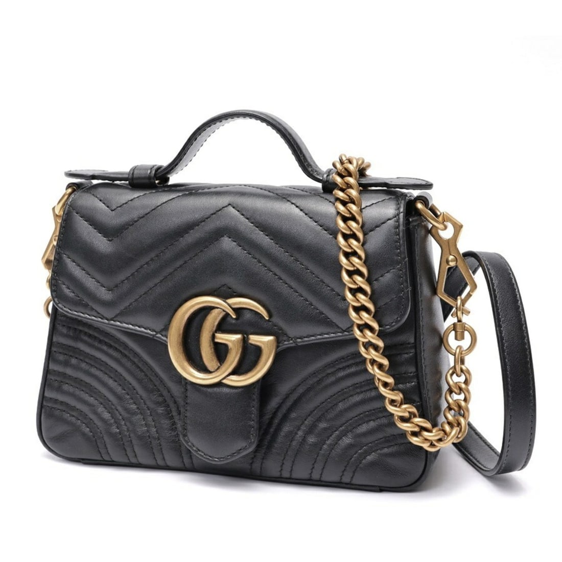 Gucci GG Marmont Mini Chain Shoulder Bag 547260 Leather Black (1 of 7)
