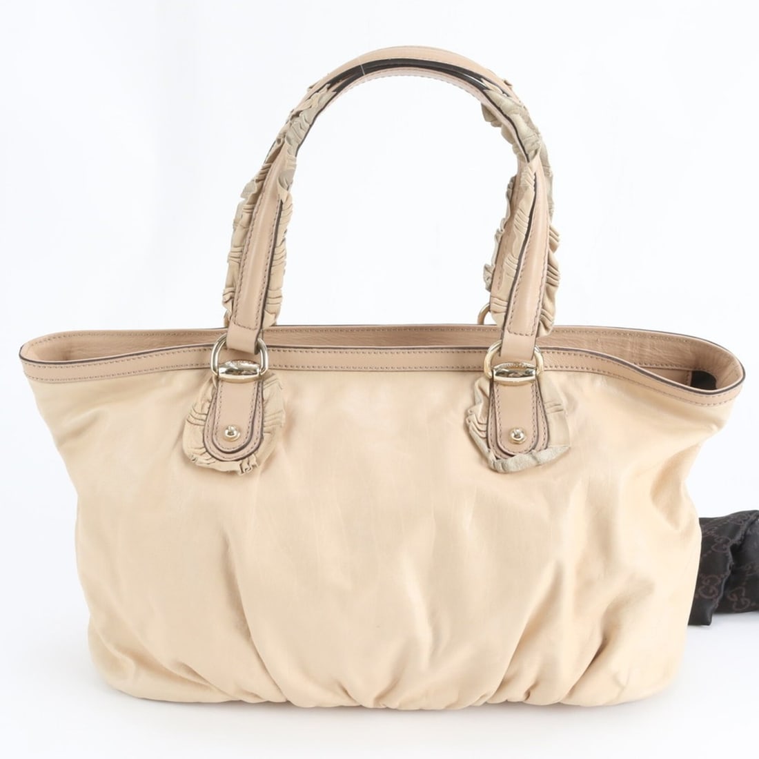 Gucci Beige Frill Leather Tote Bag 189841, Handbag, Shoulder Bag, Brand, A4 Size, Women's.: --- Catalog ---Category: SizeSize (HxWxD): 26cm x 40cm x 15cm / 10.23'' x 15.74'' x 5.9''Category: DesignType: Handbag, Shoulder bag, Tote bagColor: BeigeGender: WomenMaterial: Leather Category: Gener